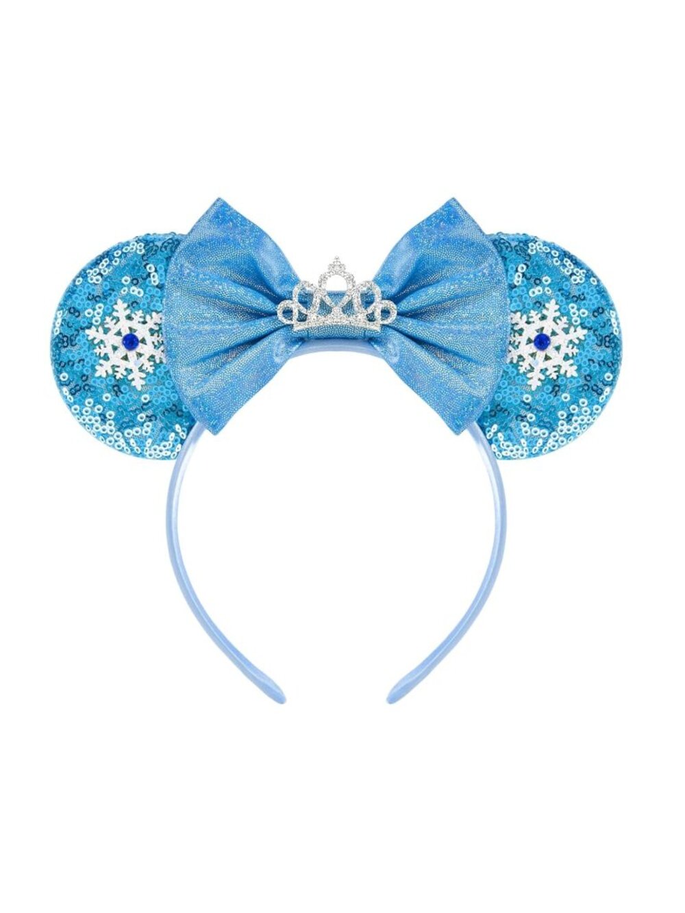 Women Blue Snowflake Sequin Halloween Mickey Mouse Headband for Cosplay